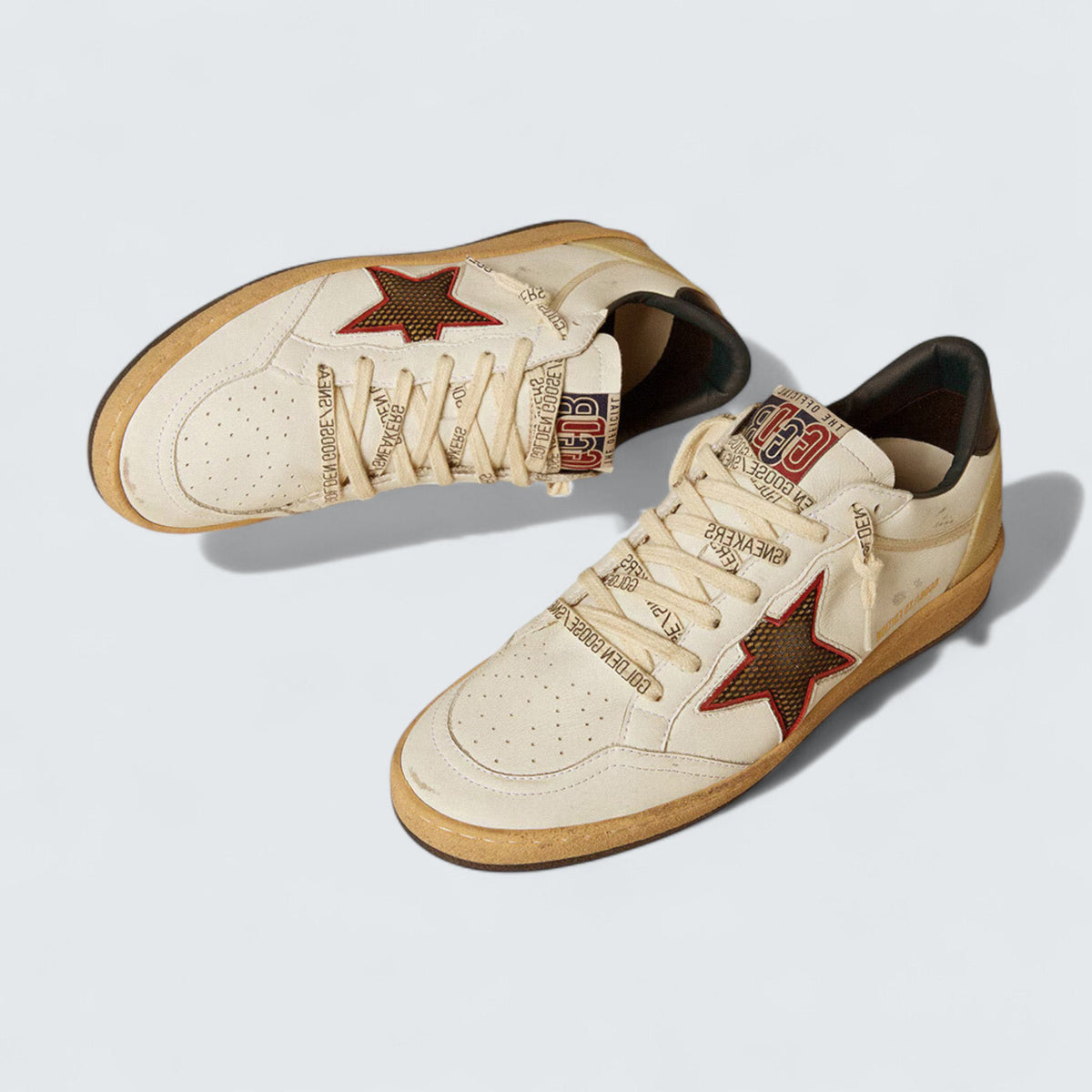 Golden Goose Ball Star LTD 'White Leather with Midnight Blue Mesh Star and Midnight Blue Leather Heel Tab'