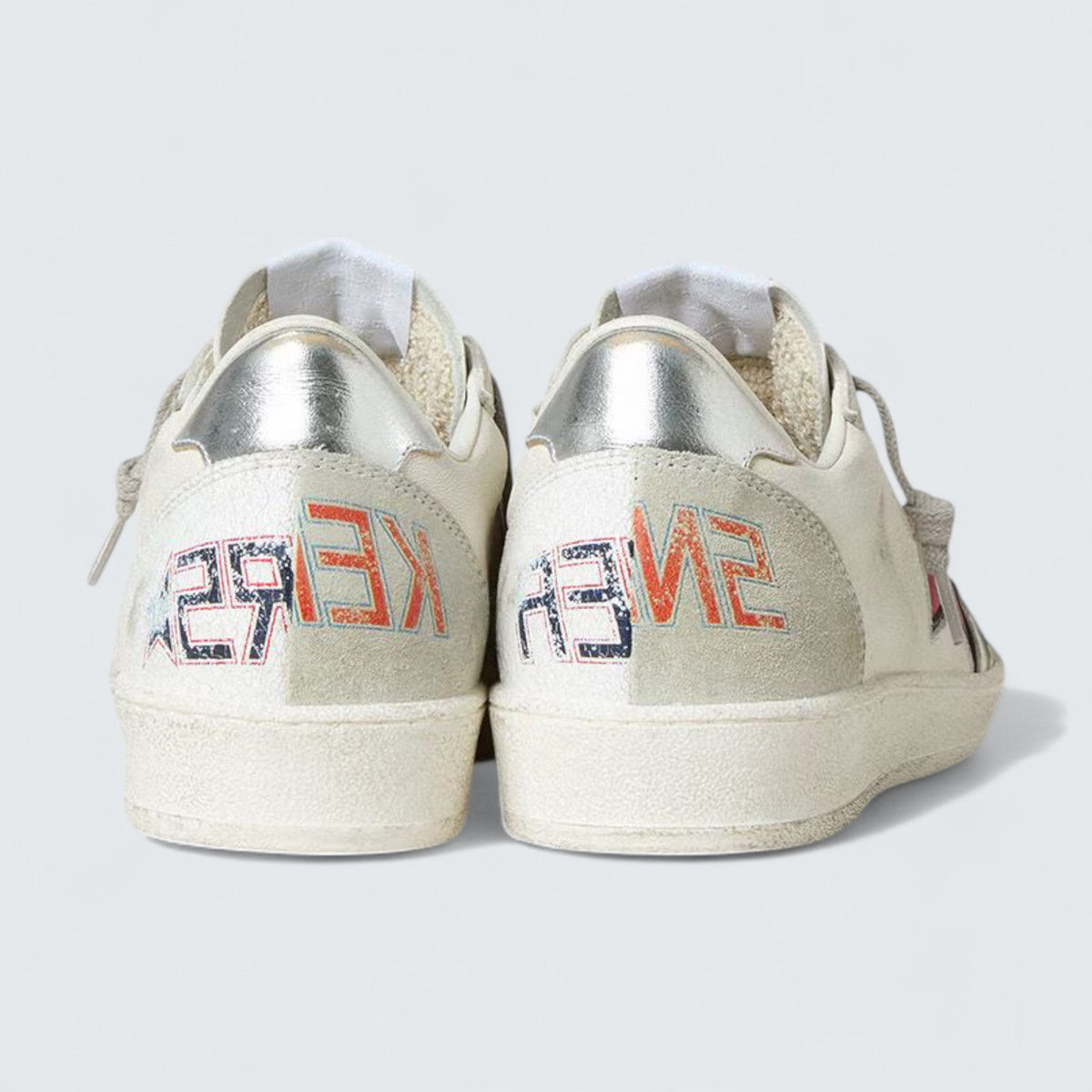 Golden Goose Ball Star LTD 'White Nappa with Red Leather Star and Silver Metallic Heel Tab'