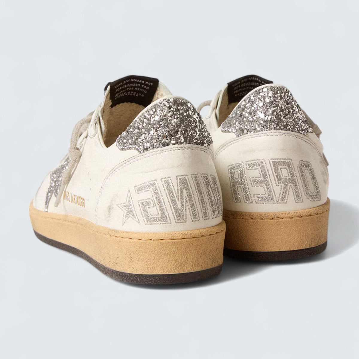 Golden Goose Ball Star Wishes 'White Nappa Leather with Silver Glitter Star and Heel Tab'