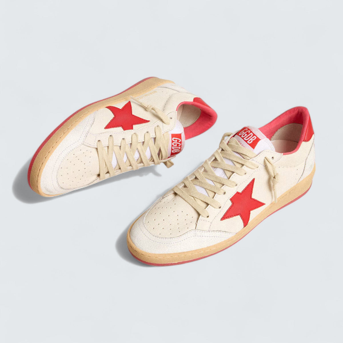 Golden Goose Ball Star Wishes 'White Nappa Leather with Red Laminated Star and Heel Tab'