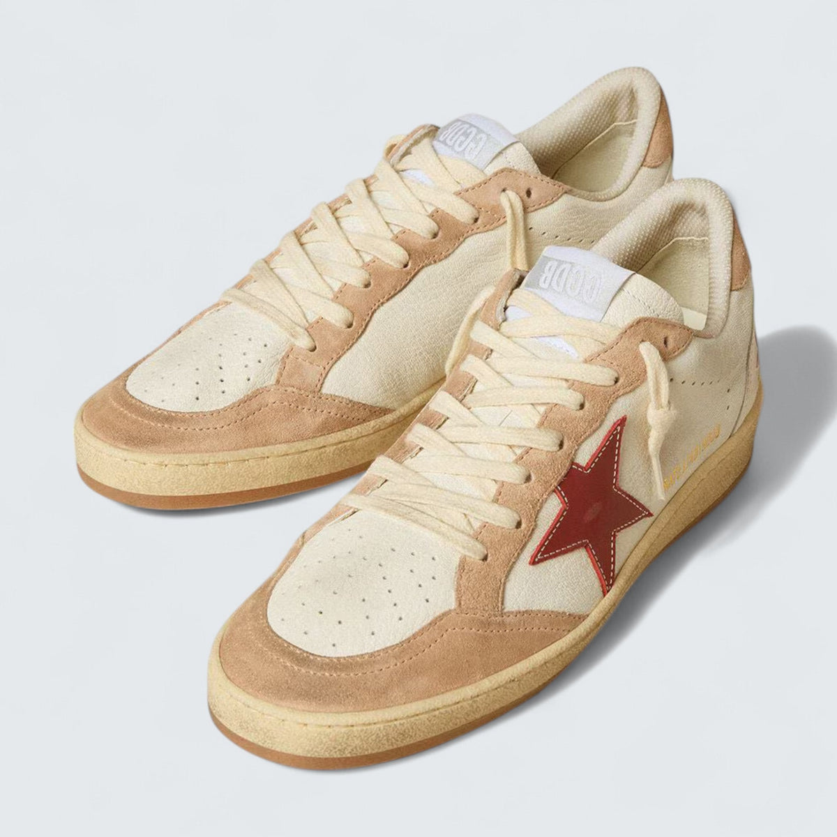 Golden Goose Ball Star 'White Nappa with Red Leather Star and Pink Suede Inserts'