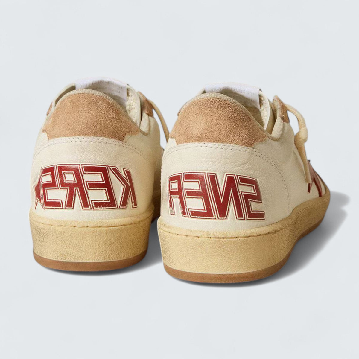 Golden Goose Ball Star 'White Nappa with Red Leather Star and Pink Suede Inserts'