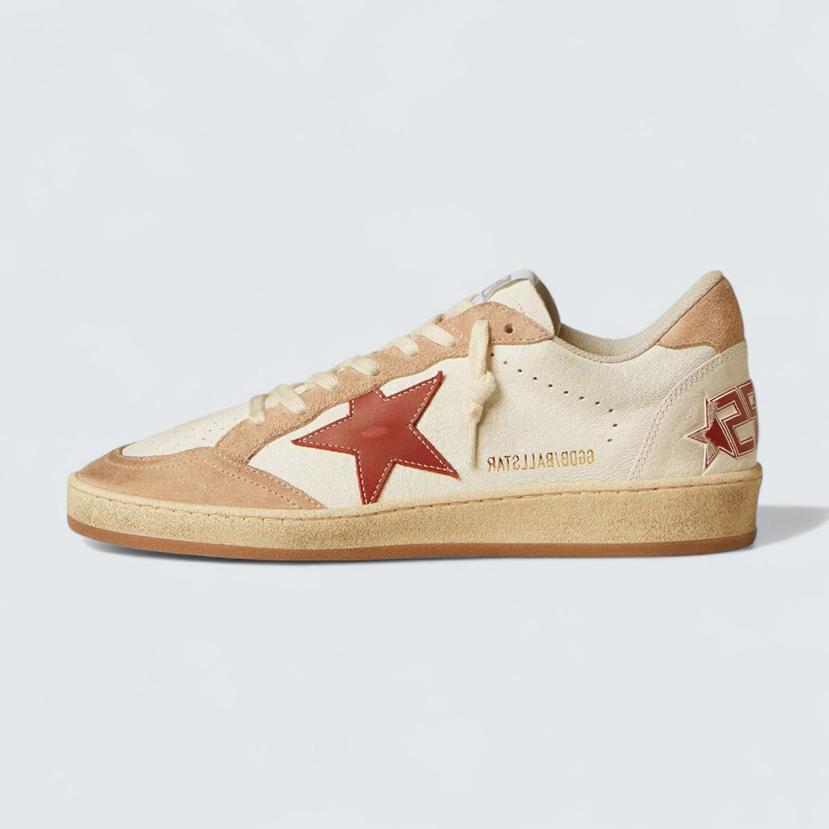 Golden Goose Ball Star 'White Nappa with Red Leather Star and Pink Suede Inserts'