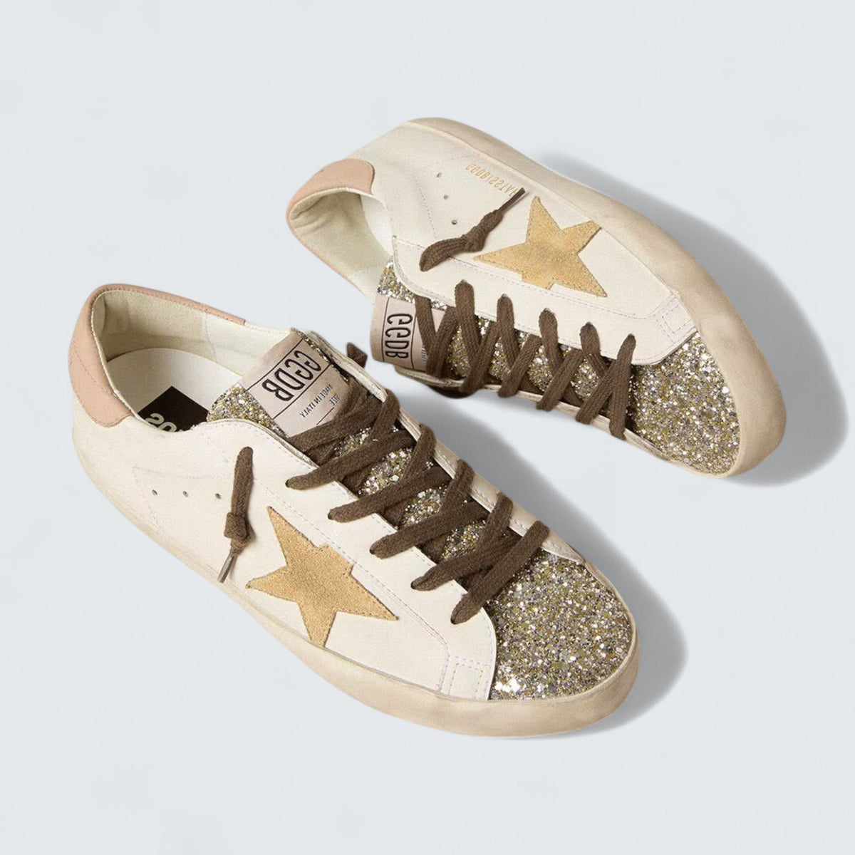 Golden Goose Super-Star 'Bio-based White Leather with Platinum Glitter Tongue'
