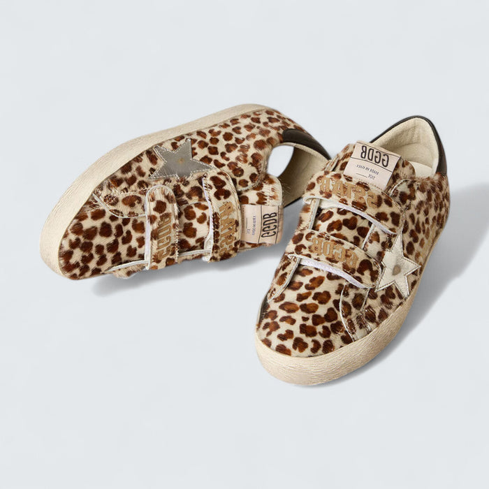 Golden Goose Old School LTD 'Leopard Pony Skin with Silver Star and Black Leather Heel Tab'