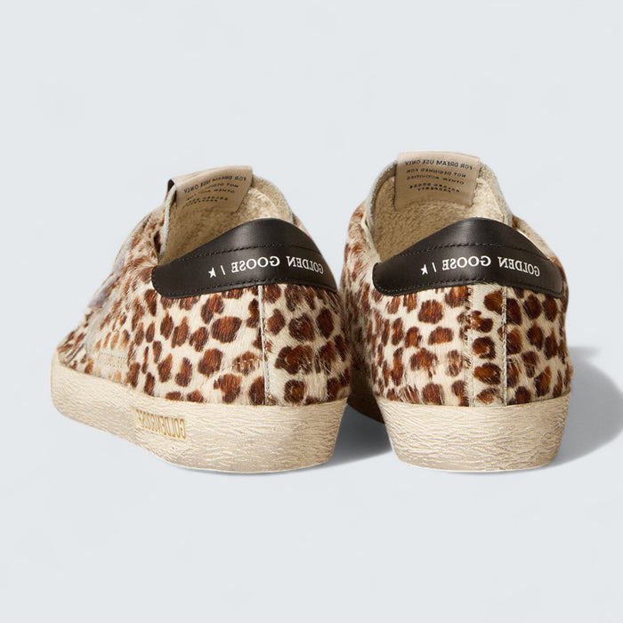 Golden Goose Old School LTD 'Leopard Pony Skin with Silver Star and Black Leather Heel Tab'