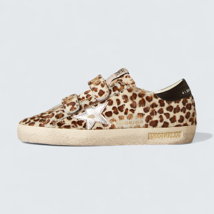 Golden Goose Old School LTD 'Leopard Pony Skin with Silver Star and Black Leather Heel Tab'