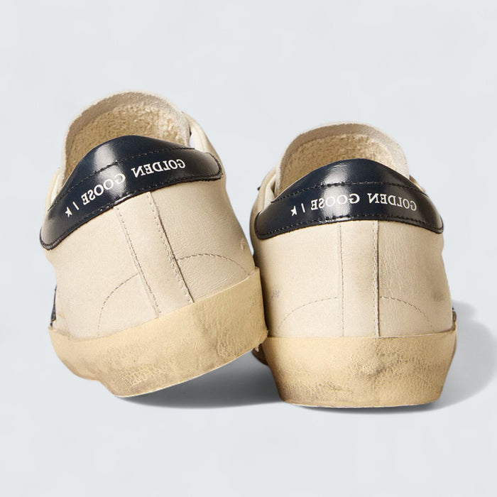 Golden Goose Women's Old School 'White Leather with Blue Glitter Star and Blue Leather Heel Tab'