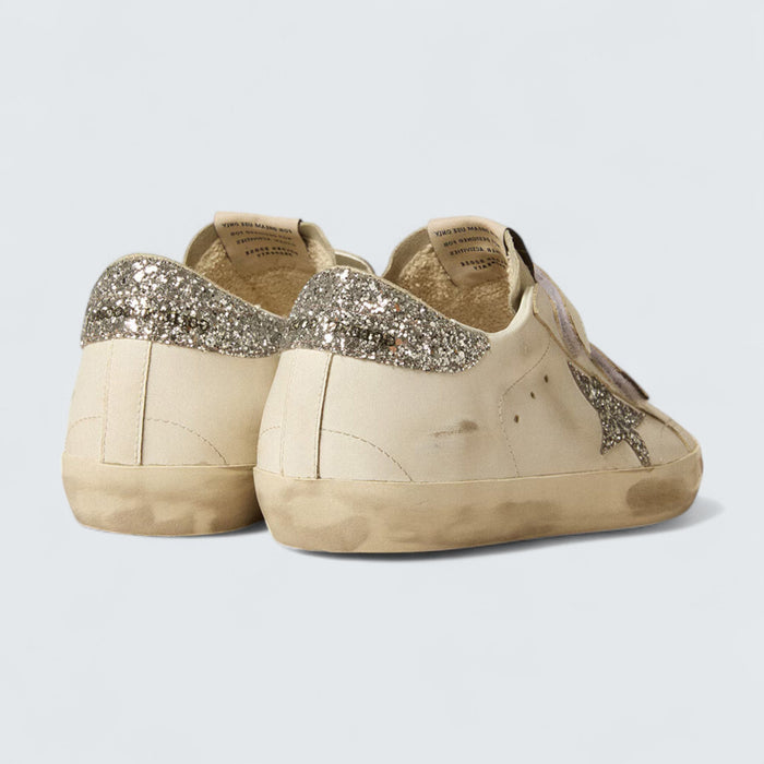 Golden Goose Old School 'White Leather with Silver Glitter Star and Ice-Gray Suede Tongue'