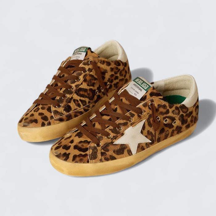 Golden Goose Super-Star LTD 'Leopard-Print Pony Skin with Milk-White Leather Star and Heel Tab'