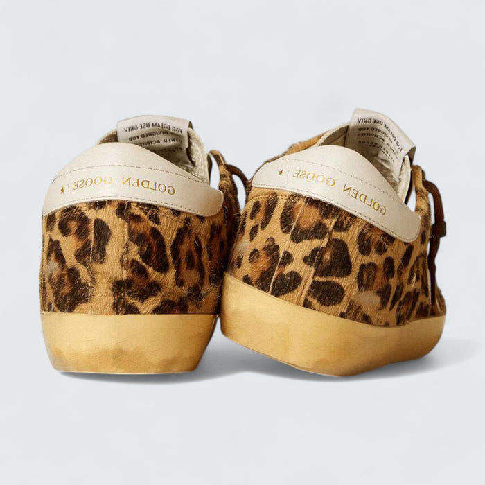 Golden Goose Super-Star LTD 'Leopard-Print Pony Skin with Milk-White Leather Star and Heel Tab'