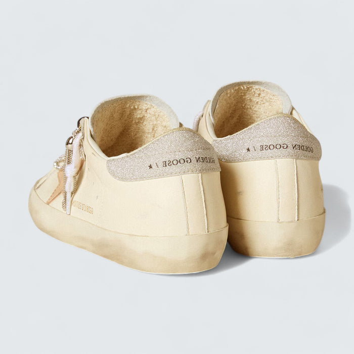 Golden Goose Super-Star LTD 'Nude Leather Star and Silver Glitter Heel Tab'