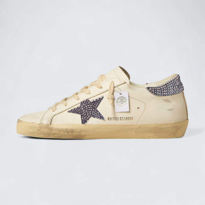 Golden Goose Super-Star LTD 'Cream Suede with Swarovski Crystal Star and Heel Tab'