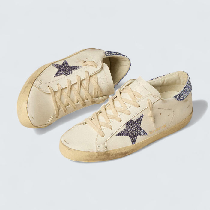 Golden Goose Super-Star LTD 'Cream Suede with Swarovski Crystal Star and Heel Tab'