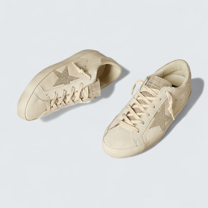 Golden Goose Super-Star 'White Nappa Leather with Beige Suede Star and Heel Tab'
