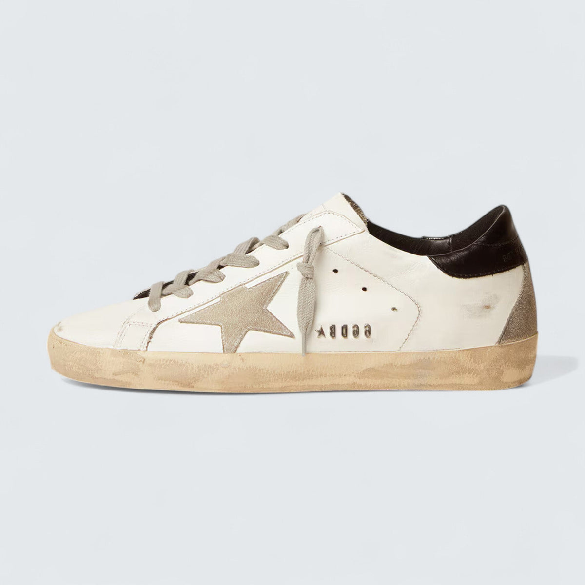 Golden Goose Super-Star 'Black Heel Tab and Metal Stud Lettering'