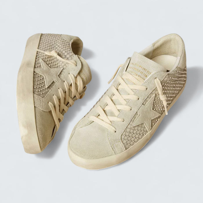 Golden Goose Super-Star 'Gray Suede with Swarovski Crystal Mesh'