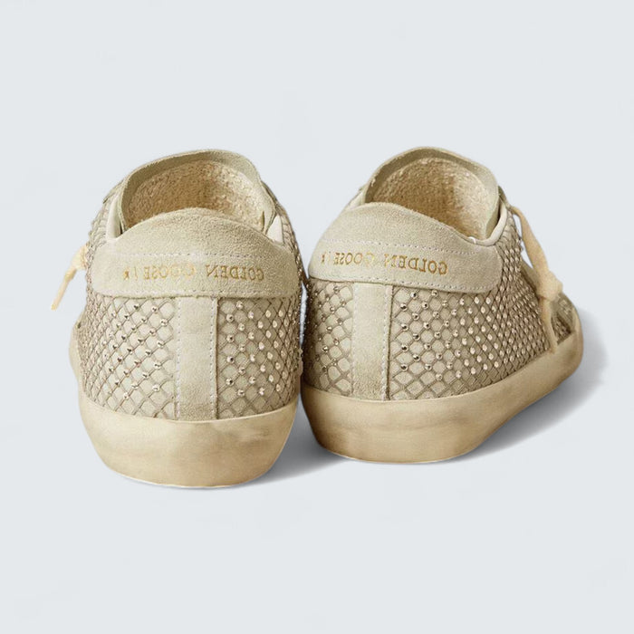 Golden Goose Super-Star 'Gray Suede with Swarovski Crystal Mesh'