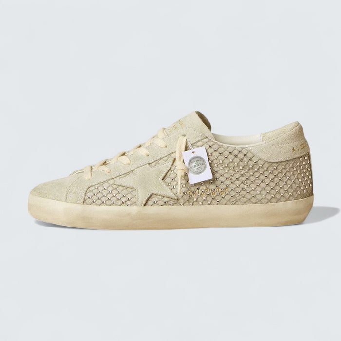 Golden Goose Super-Star 'Gray Suede with Swarovski Crystal Mesh'