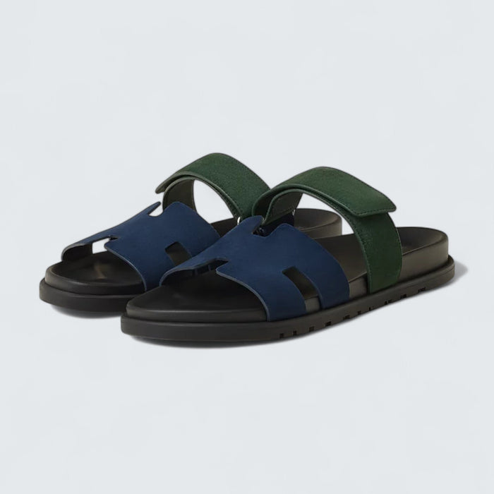 Hermès Chypre Sandals 'Bleu Océan / Vert Bouteille'