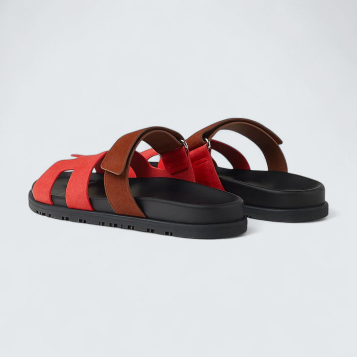 Hermès Chypre Sandals 'Rouge Cinétique & Gold'