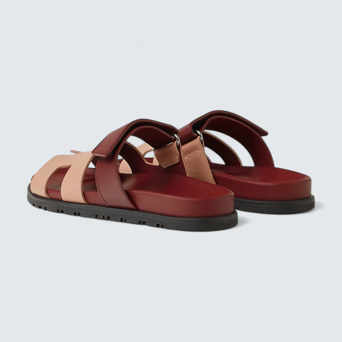 Hermès Chypre Sandals 'Beige Perlino / Rouge H'
