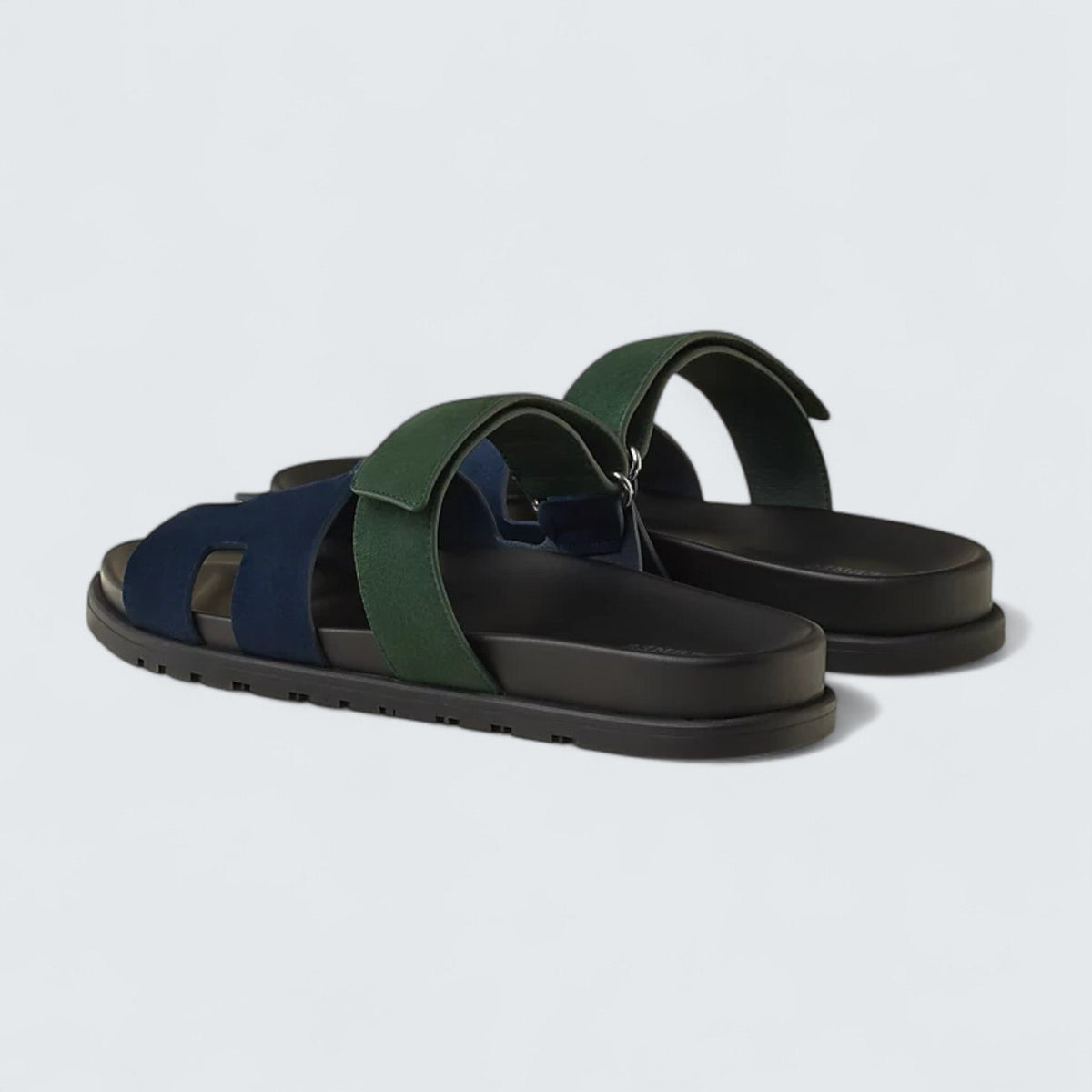 Hermès Chypre Sandals 'Bleu Océan / Vert Bouteille'