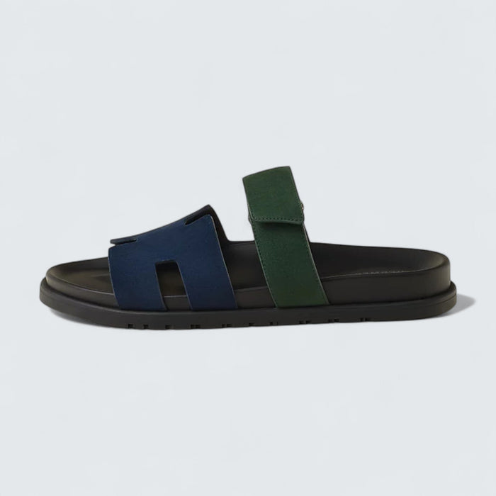 Hermès Chypre Sandals 'Bleu Océan / Vert Bouteille'