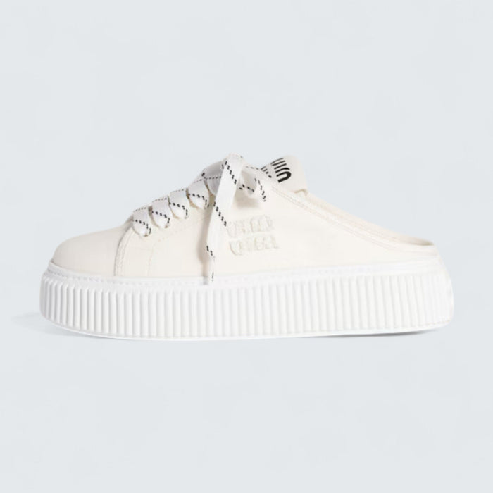 Miu Miu Denim Sneaker Mules 'Ivory'
