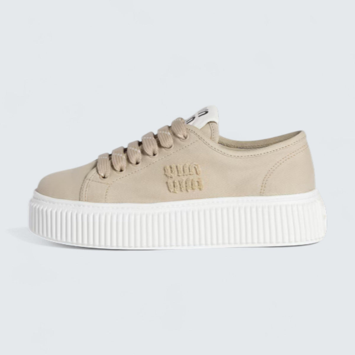 Miu Miu Denim Sneakers With Logo 'Colonial Beige'