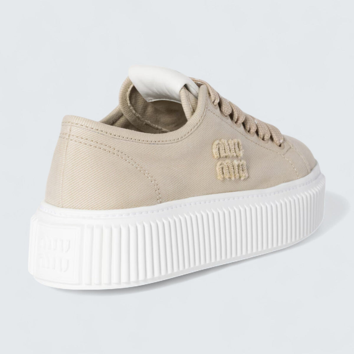 Miu Miu Denim Sneakers With Logo 'Colonial Beige'