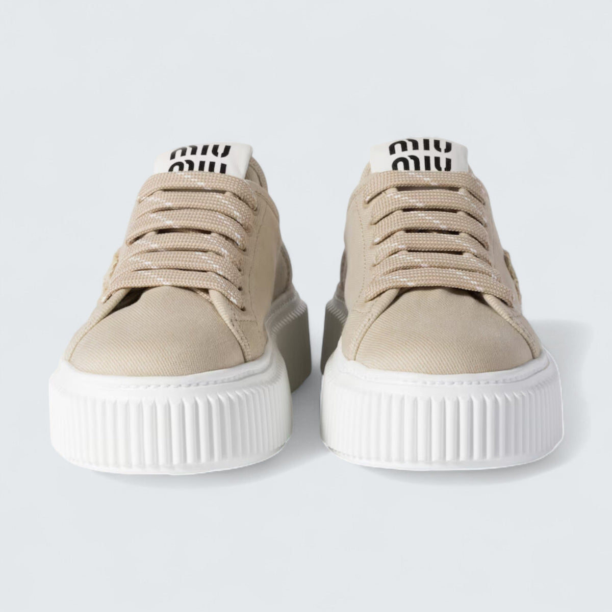 Miu Miu Denim Sneakers With Logo 'Colonial Beige'