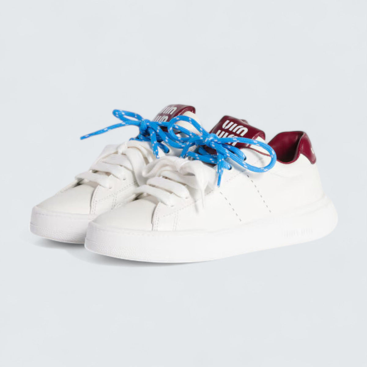 Miu Miu Leather Sneakers 'White/Crimson'