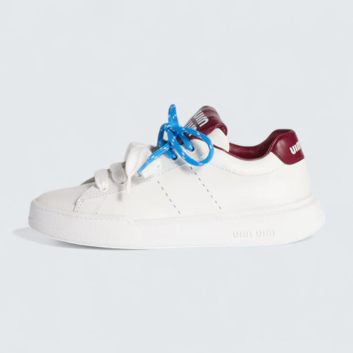Miu Miu Leather Sneakers 'White/Crimson'