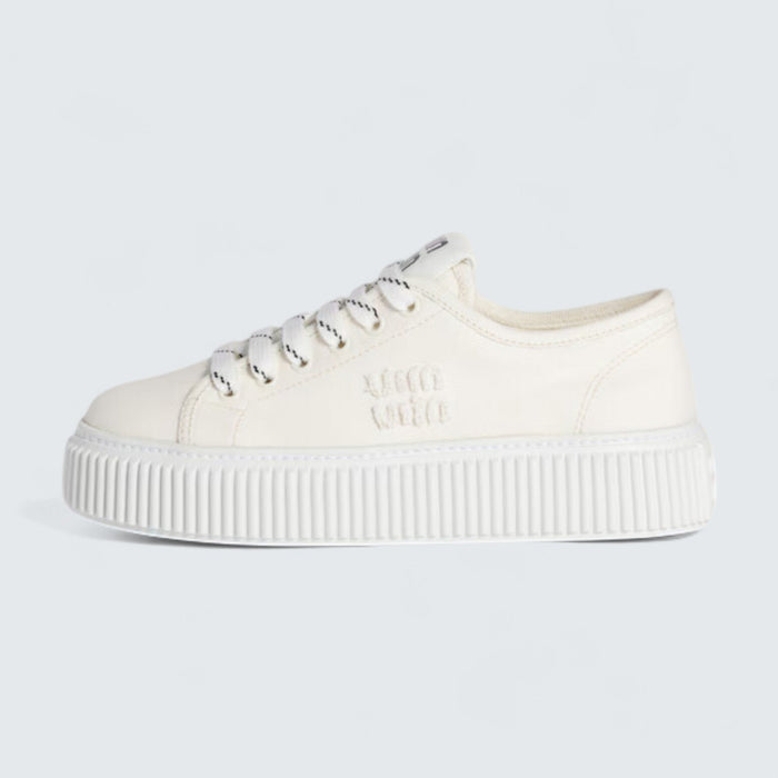 Miu Miu Denim Sneakers With Logo 'Ivory'