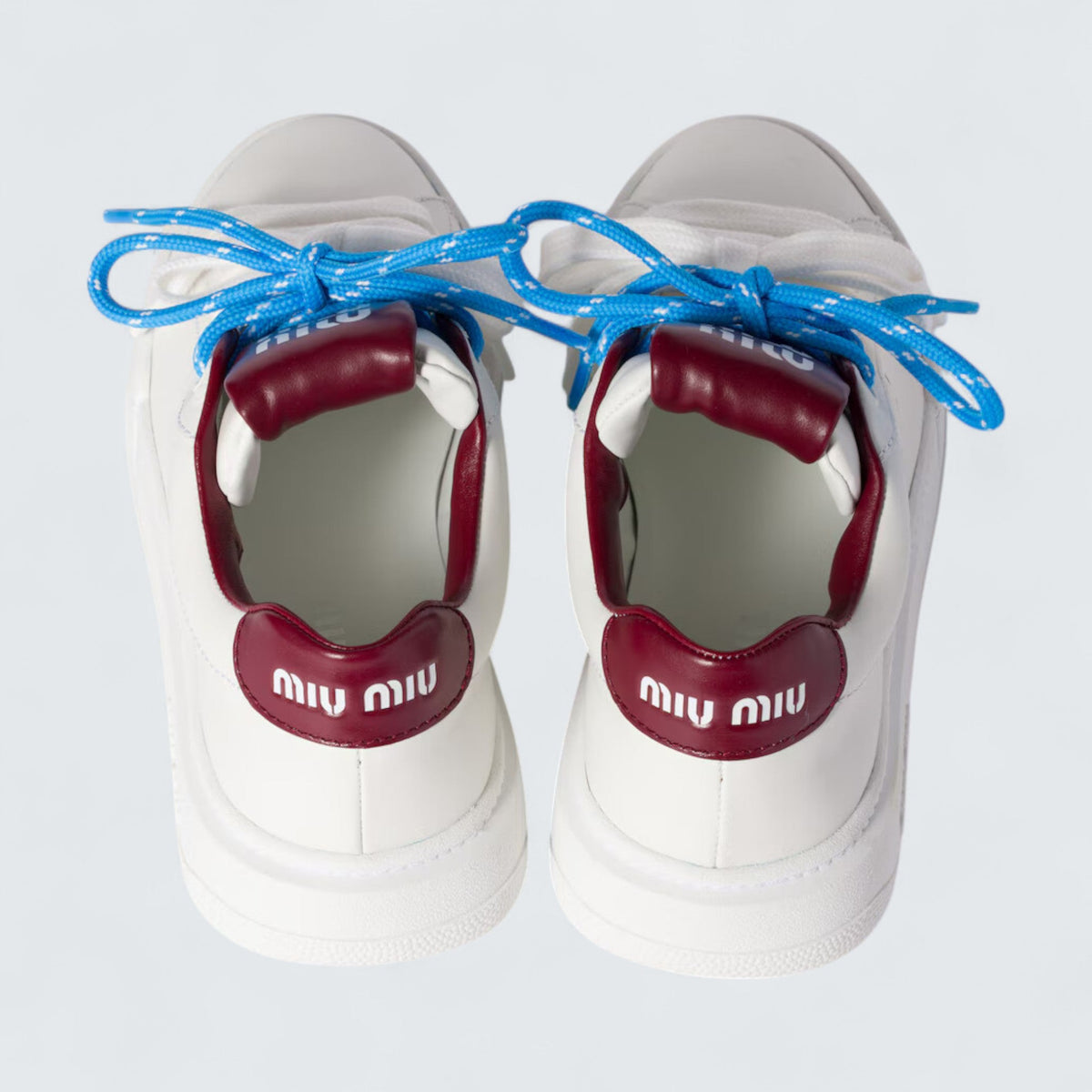 Miu Miu Leather Sneakers 'White/Crimson'