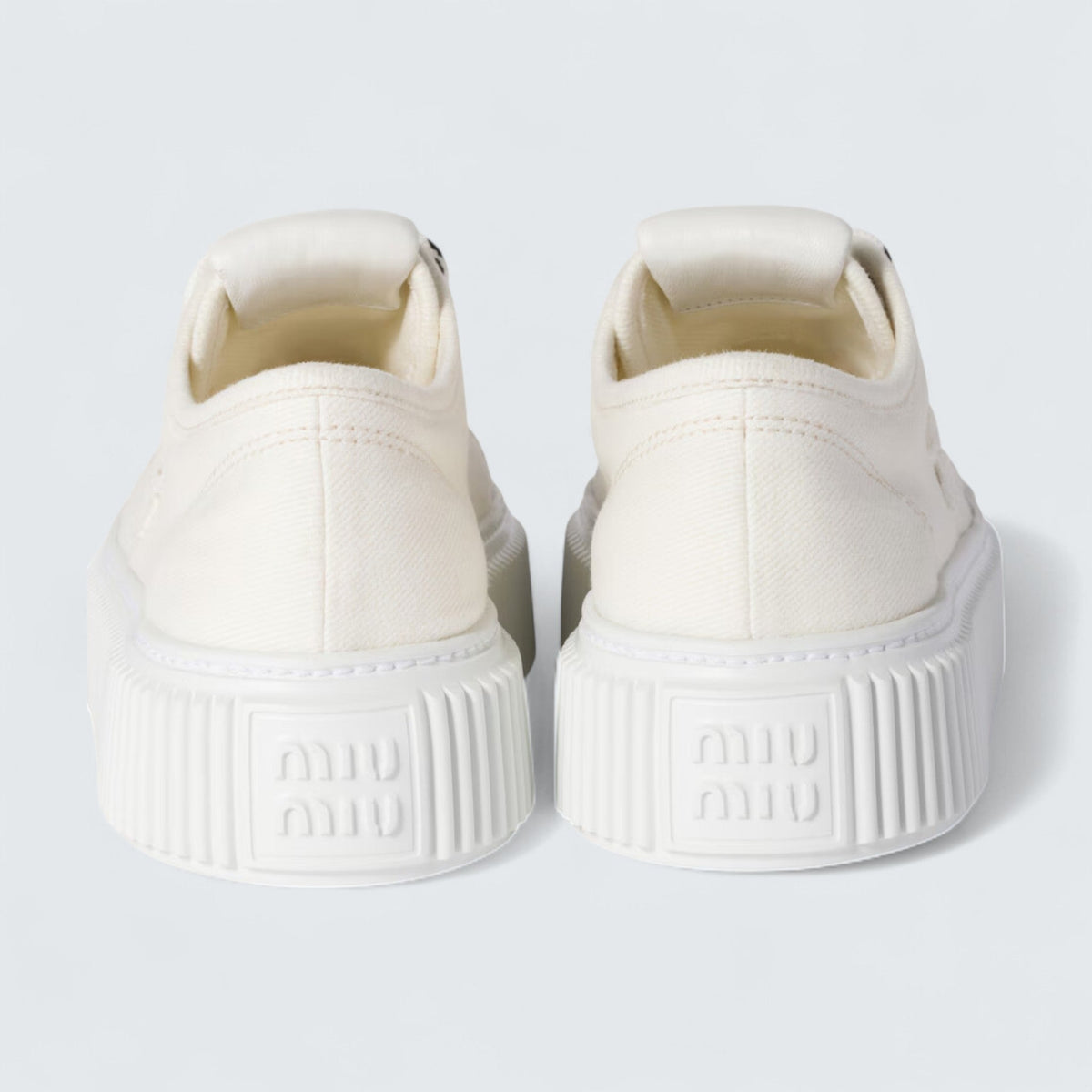Miu Miu Denim Sneakers With Logo 'Ivory'