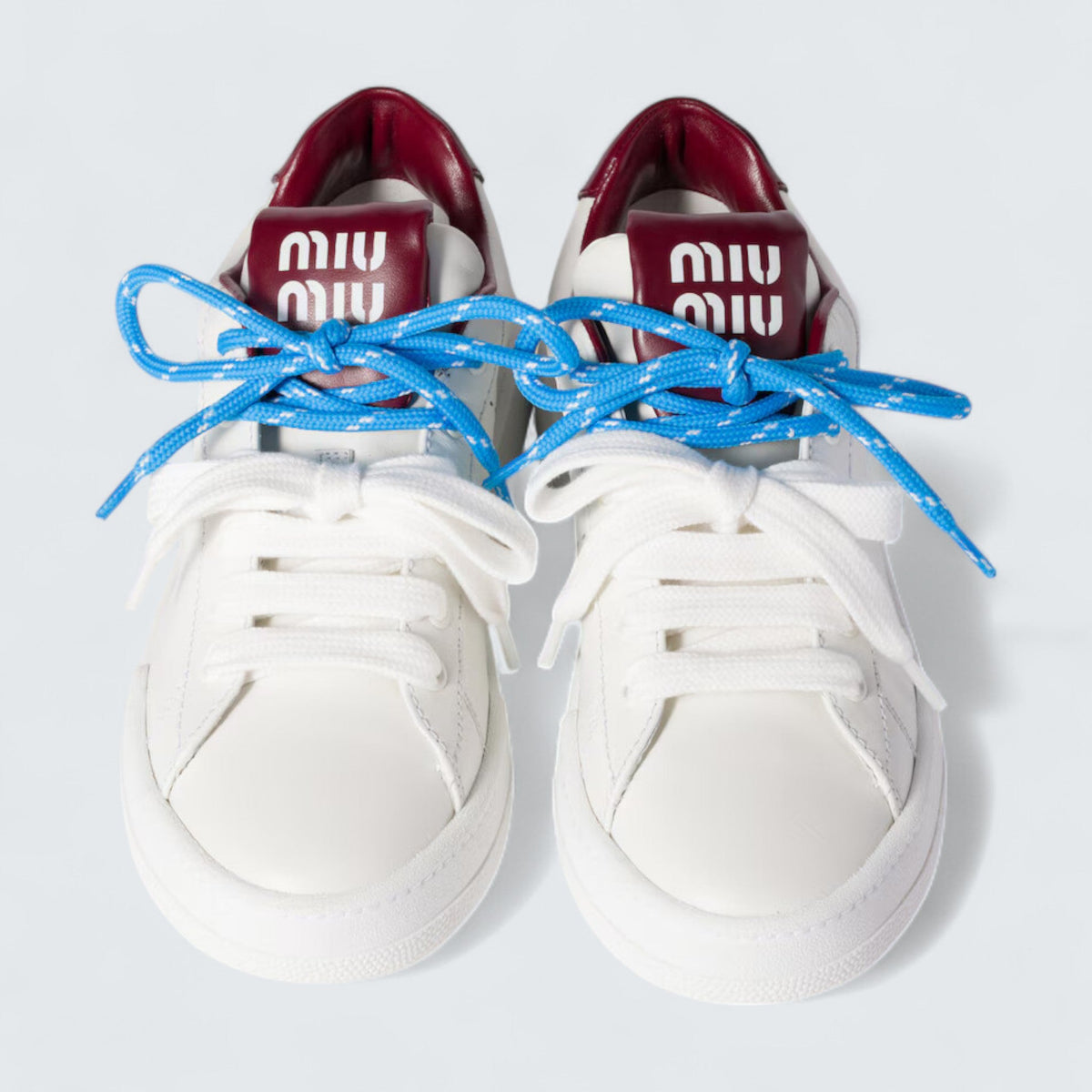 Miu Miu Leather Sneakers 'White/Crimson'