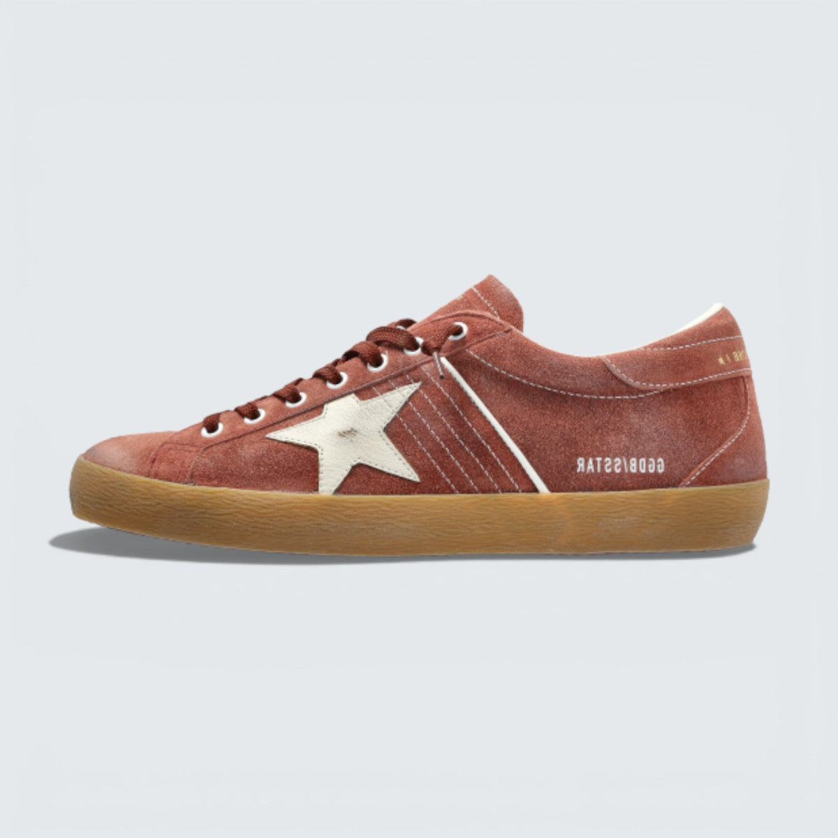 Golden Goose Super-Star 'Red Suede with White Leather Star and Gum Sole'