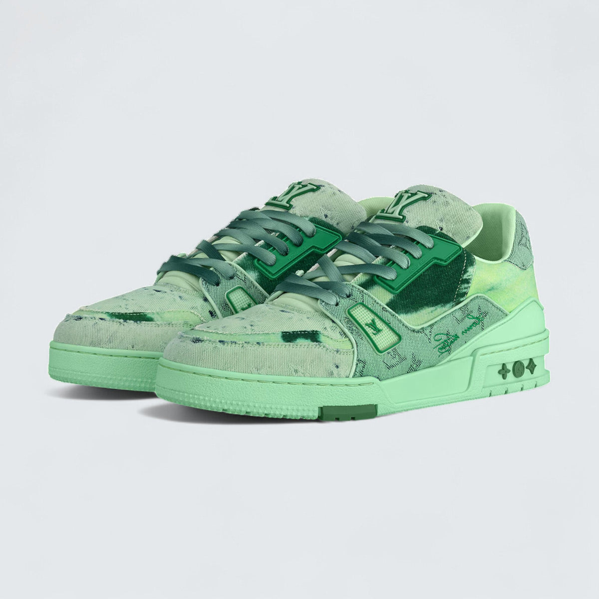 Louis Vuitton LV Trainer Sneaker 'Green Monogram Denim'