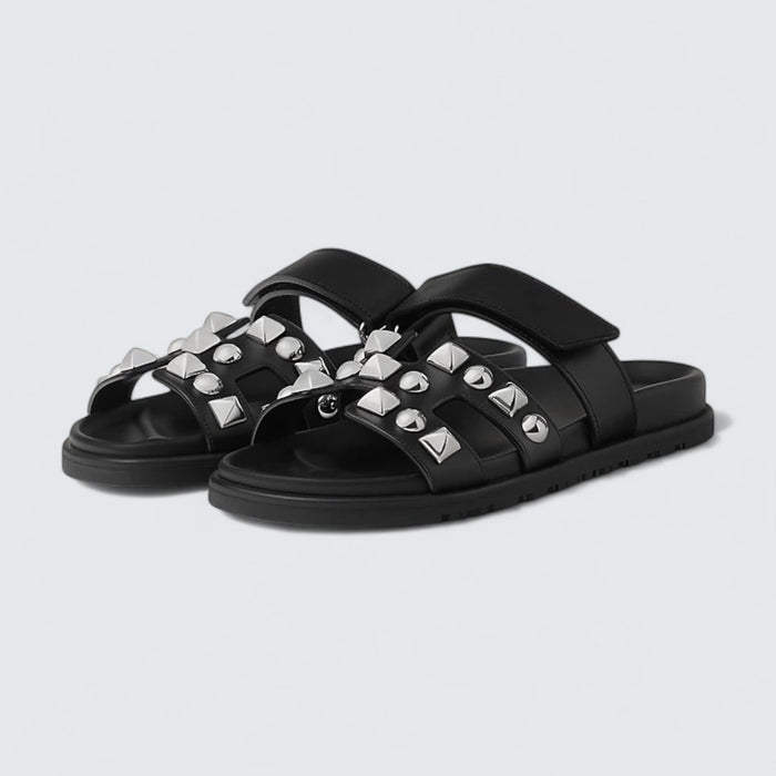 Hermès Chypre Sandals 'Noir Studded'