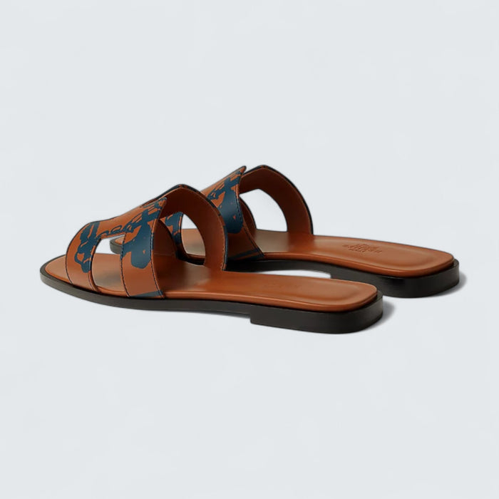 Hermès Oran Sandals 'Naturel / Bleu Turquin'
