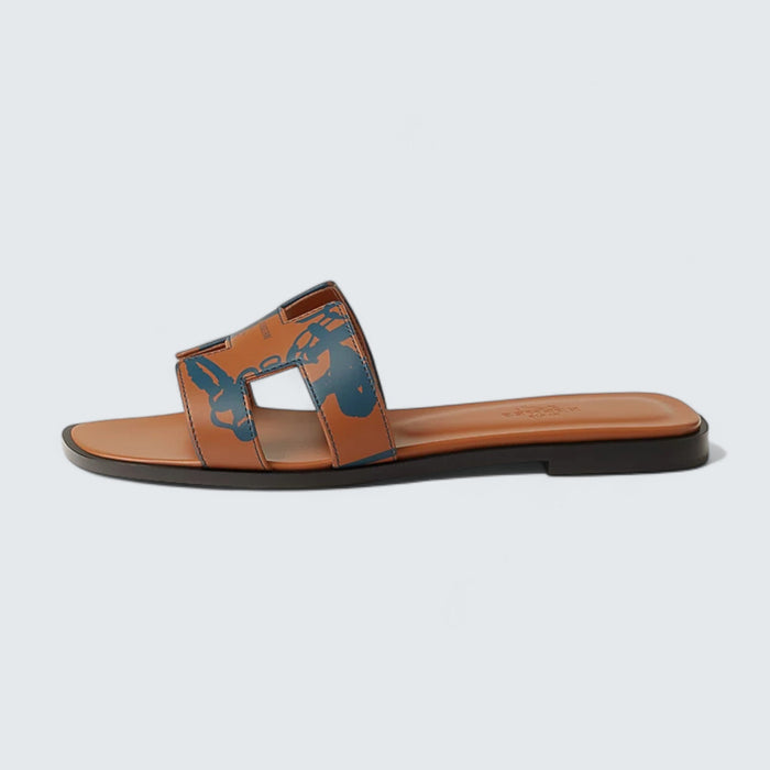 Hermès Oran Sandals 'Naturel / Bleu Turquin'